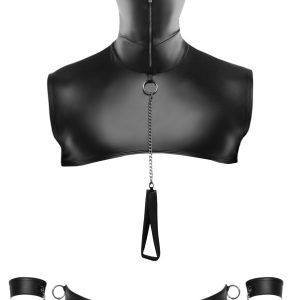 Svenjoyment Bondage Kurzes Kapuzen-Top und Riostring schwarz Größe 2XL