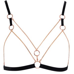 Cottelli LINGERIE - Bondage BH Set mit Samtbändern Schwarz/Rosegold M