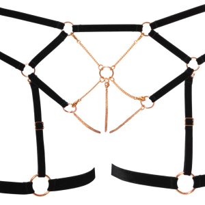 Cottelli LINGERIE - Bondage BH Set mit Samtbändern Schwarz/Rosegold M