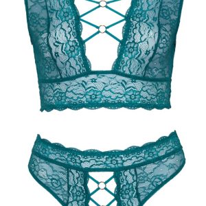 Cottelli CURVES - Spitzen BH Set petrol, ouvert Petrol 3XL