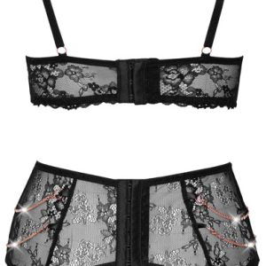 Abierta Fina Spitzen-Set: Bralette, Strapsgurt, Slip ouvert L