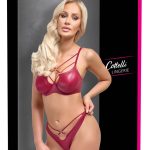 Cottelli LINGERIE Wetlook-Set mit Ringen und Riemchen - Rot, Bügel-BH und String