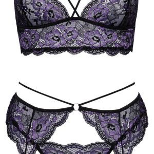 Cottelli LINGERIE - Spitzen-Trio für sinnliche Verführungen Schwarz/Lila XL