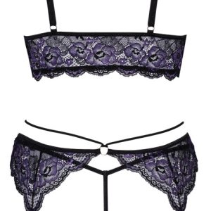 Cottelli LINGERIE - Spitzen-Trio für sinnliche Verführungen Schwarz/Lila XL