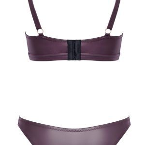 Cottelli Lingerie Wetlook-Set, lilafarben, BH und Slip ouvert