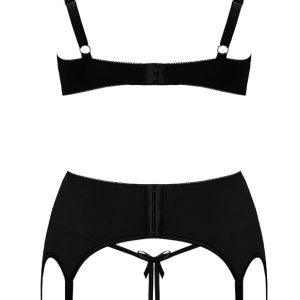 Cottelli LINGERIE - Schwarzes Dessous-Trio mit Reißverschlüssen