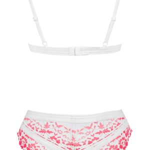 Obsessive Bloomys Set - Soft-BH & Slip aus Spitze Rosa/Weiß S/M