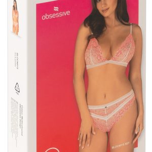 Obsessive Bloomys Set - Soft-BH & Slip aus Spitze Rosa/Weiß S/M