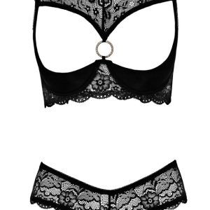 Cottelli LINGERIE - Hebe Set mit Glitzerelementen und String ouvert 85B/L