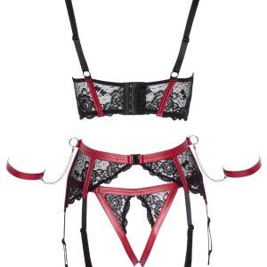 Cottelli BONDAGE Bügel-Hebe Set, schwarz/rot, inkl. Fesseln Schwarz/Rot L