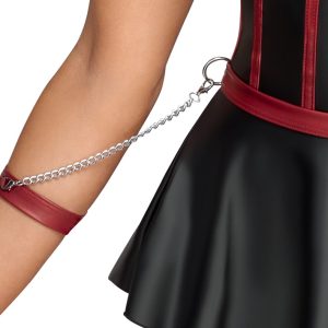 Cottelli BONDAGE - Hebeset mit String ouvert & Armfesseln Schwarz/Rot Größe 85C/XL