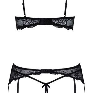 Cottelli LINGERIE Hebe-Set mit Strapsgurt und String ouvert schwarz Größe 80B/M