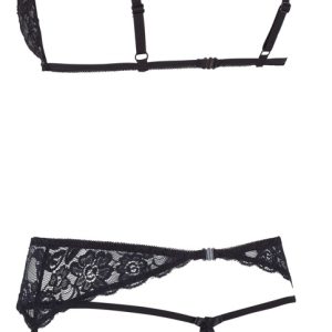 Cottelli LINGERIE Spitzenstrapsset - Ouvert BH, Strapsgurt und String S