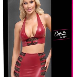 Cottelli PARTY Wetlook Spitzen-Set, Größe S, Rot/Schwarz