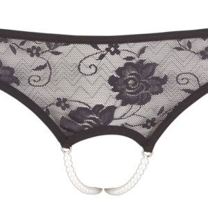 Cottelli LINGERIE - Spitzenrio String mit Perlenkette S