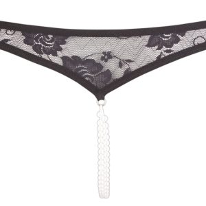 Cottelli LINGERIE - Spitzenrio String mit Perlenkette S