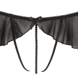 Cottelli LINGERIE - Verführerischer String ouvert mit Volants und Perlenkette S