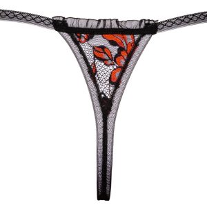 Cottelli LINGERIE - Verführerischer Riostring ouvert mit Schrittkette Schwarz/Rot M/L