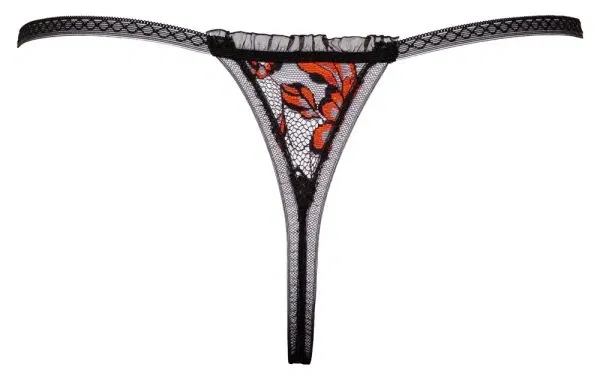 Cottelli LINGERIE - Verführerischer Riostring ouvert mit Schrittkette Schwarz/Rot M/L