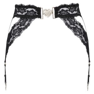 Cottelli LINGERIE Eleganter Schwarzer Spitzen-Strapsgurt