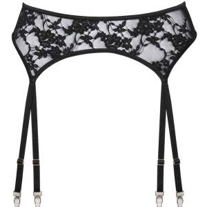 Cottelli LINGERIE Schwarzer Strapsgurt mit Blütenspitze und Strumpfhaltern