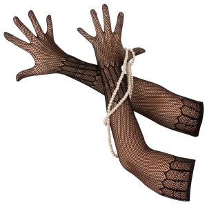 Cottelli ACCESSOIRES - Eleganz in Netz: Ellenbogenlange Handschuhe mit grafischen Mustern S-L