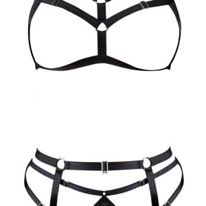 Cottelli LINGERIE Bondage Set - Elegantes und verstellbares 3-teiliges Harness-Set S-L