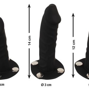 Bad Kitty Strap-on-String Set - Lederoptik - inklusive 3 Silikon-Dildos