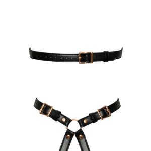 Bad Kitty Harness - Stilvoller Einteiler in Lederoptik Schwarz/Rosegold S/M