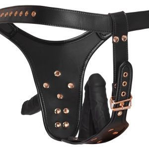 Bad Kitty Strap-On-String mit 3 Naturdildos - Verwöhnen und Verwöhnt-werden! Schwarz/Rosegold S/M