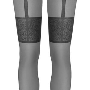 Cottelli LEGWEAR - Ouvert Strumpfhose mit Strapsgurt und Spitzenbändern schwarz Größe 4