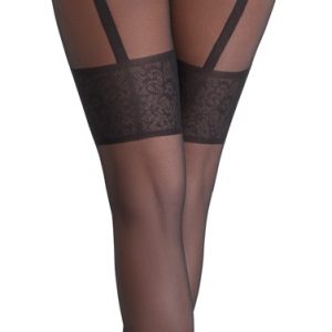 Cottelli LEGWEAR - Ouvert Strumpfhose mit Strapsgurt und Spitzenbändern schwarz Größe 4