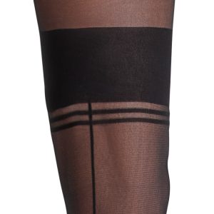 Cottelli LEGWEAR Strumpfhose ouvert, eleganter Style, Spitzenoptik, Strumpfbänder, Hochferse, Naht, offen im Schritt hautfarben hell 4