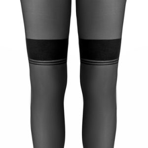 Cottelli LEGWEAR Strumpfhose ouvert, eleganter Style, Spitzenoptik, Strumpfbänder, Hochferse, Naht, offen im Schritt hautfarben hell 4