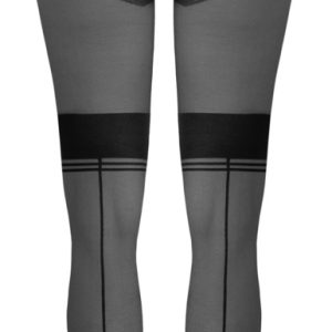 Cottelli LEGWEAR Strumpfhose ouvert, eleganter Style, Spitzenoptik, Strumpfbänder, Hochferse, Naht, offen im Schritt hautfarben hell 4