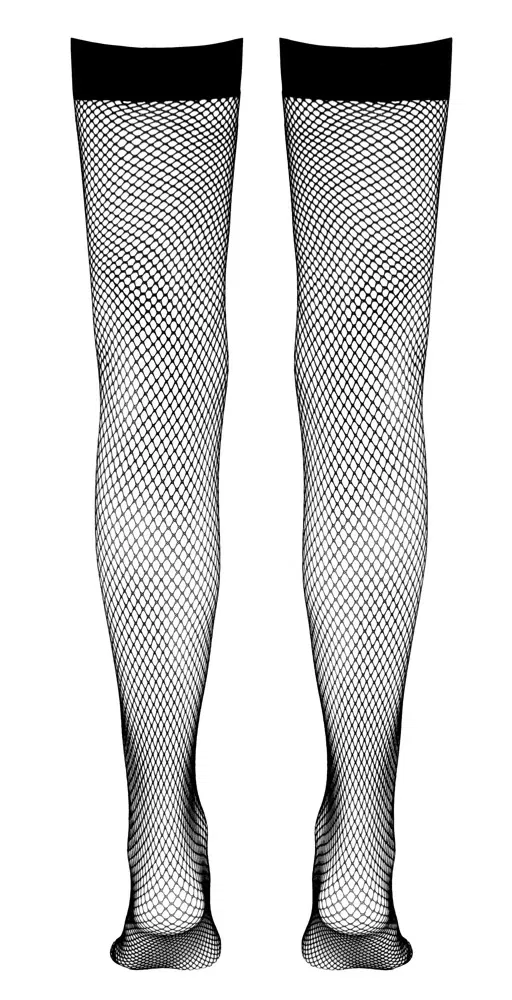 Cottelli LEGWEAR - Sexy Netzstrümpfe mit Silikonband L