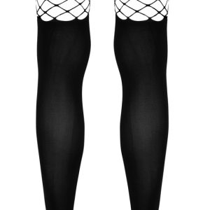 Cottelli LEGWEAR - 2in1 Overknee Netzstrümpfe M/L