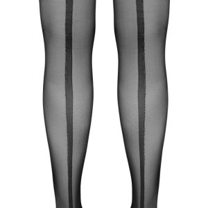 Cottelli LEGWEAR - Silber-Spitze & Ziernaht - Streckt optisch die Beine Schwarz/Silber S