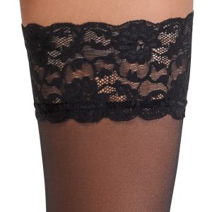 Cottelli LEGWEAR - Halterlose Strümpfe, 0 den, 9 cm Spitzen-Abschluss schwarz 4