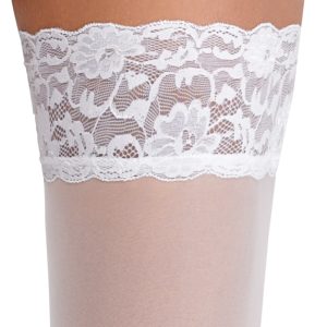 Cottelli LEGWEAR - Romantische halterlose Strümpfe weiß 4