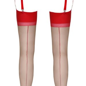 Cottelli LEGWEAR - Elegante Straps-Strümpfe Hautfarben hell/Rot 4