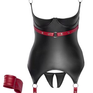 Cottelli BONDAGE Ouvert-Set - Strapshemd & String Schwarz/Rot S