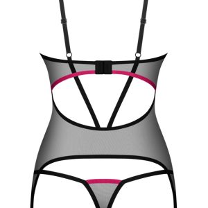 Obsessive 2-teiliges Straps-Set Novenes, Größe: S/M, Farbe: Schwarz/Pink