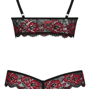 Cottelli LINGERIE - Spitzen Body ouvert Schwarz/Rot L/XL