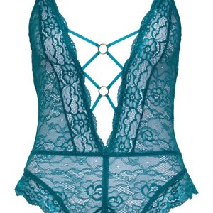 Cottelli LINGERIE Body ouvert - sinnlicher Style in petrolfarbener Spitze petrol L