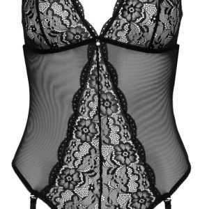 Cottelli LINGERIE Stringbody ouvert, Powernet & Spitze L