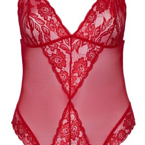 Cottelli CURVES - Verführerischer roter Body ouvert 4XL