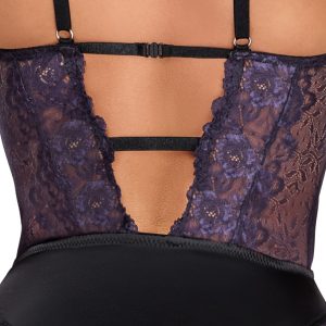 Cottelli LINGERIE - Ouvert-Body Strapsen, lila/schwarz Schwarz/Lila Größe M