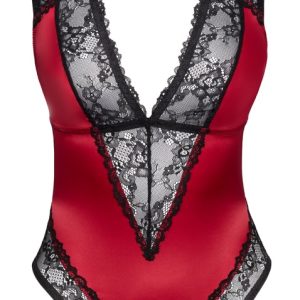 Cottelli LINGERIE Satin Straps-Body in Rot/schwarz