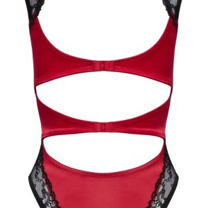 Cottelli LINGERIE Satin Straps-Body in Rot/schwarz